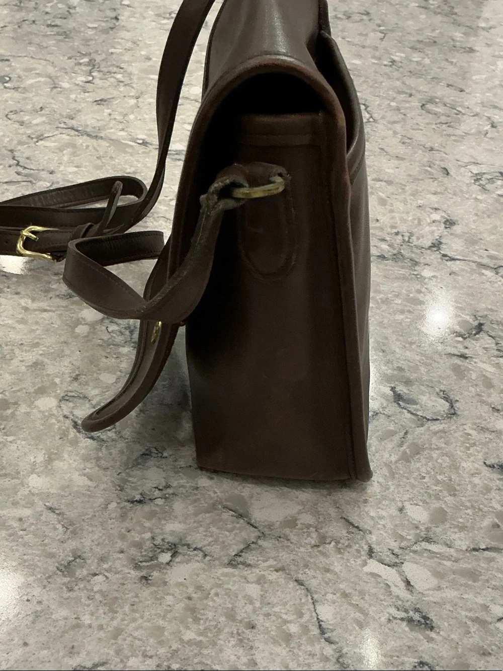 Vintage Coach Dark Brown Leather Messenger Crossbody
